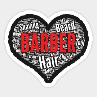 Barber Heart Shape Word Cloud Design Haircutter print Sticker